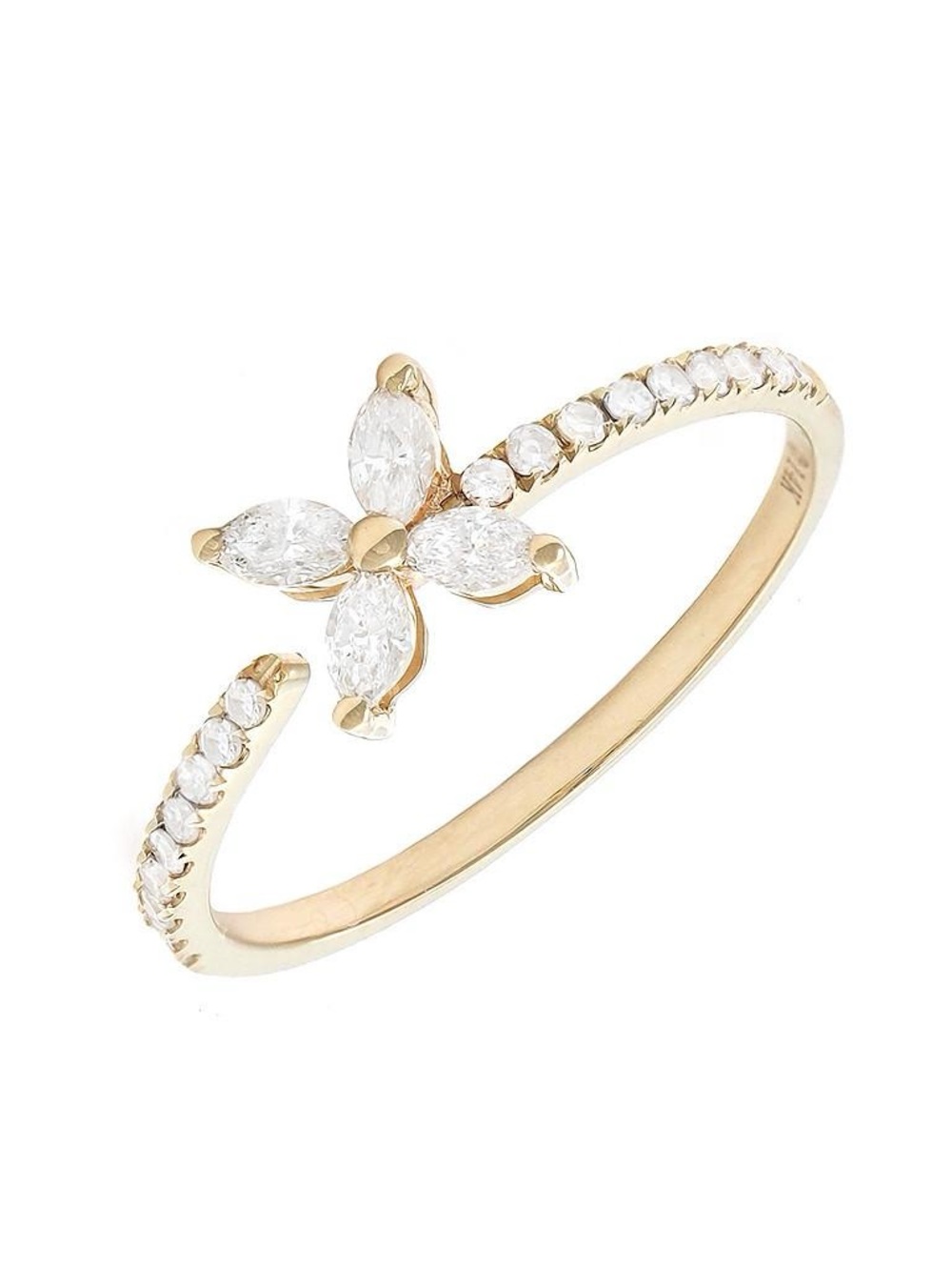 14K Real Solid Yellow Gold Natural Marquise Open Diamond Ring 0.32ctw